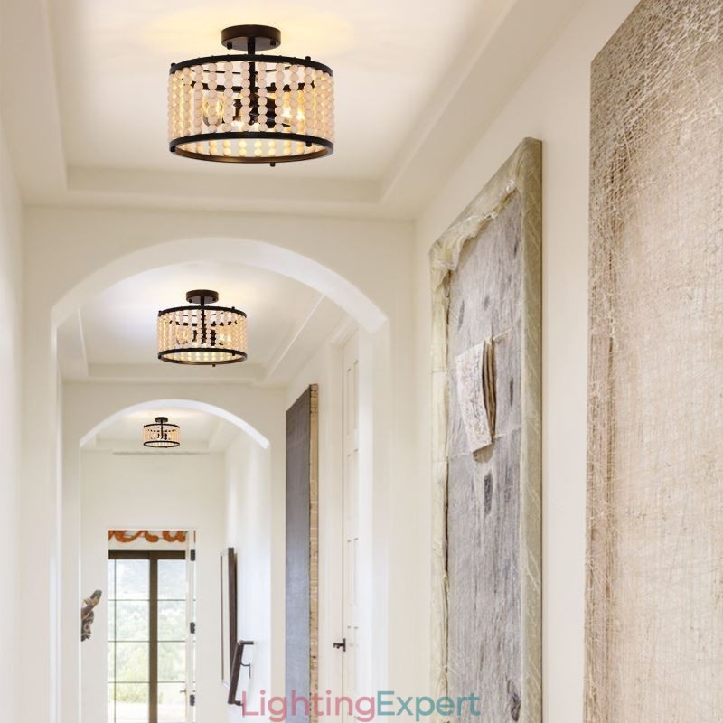 3 Light Ceiling Lighting Wood Bead Ceiling Lampway Foyer