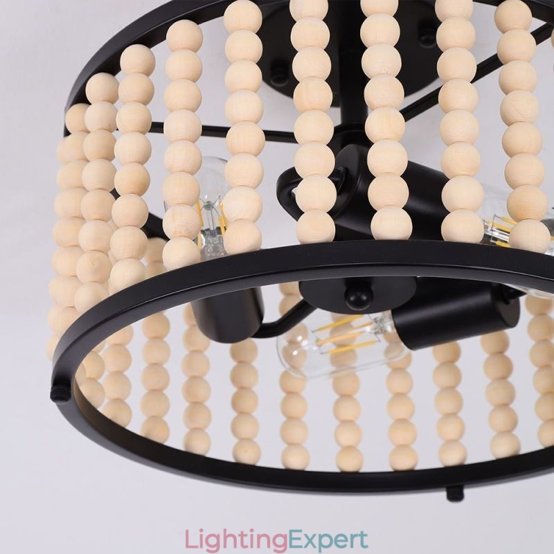 3 Light Ceiling Lighting Wood Bead Ceiling Lampway Foyer