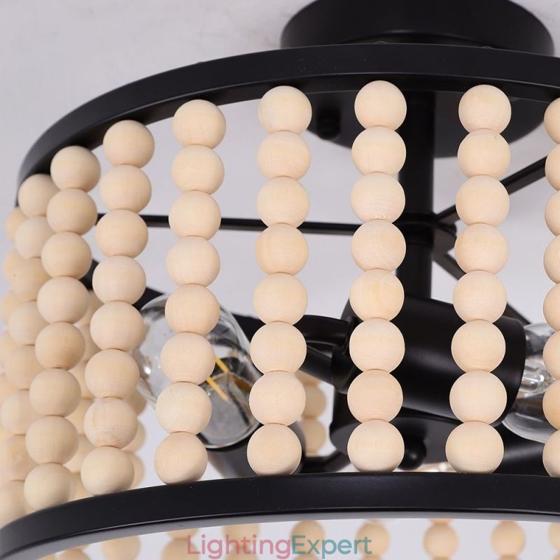 3 Light Ceiling Lighting Wood Bead Ceiling Lampway Foyer