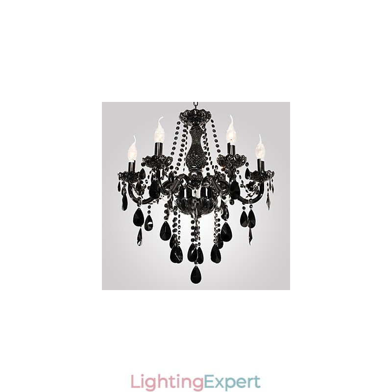 Chandelier Black Crystal Modern 6 Lights