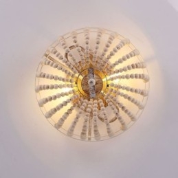 Farmhouse Wood Beaded Flush Mount Celling Light 3 Light Fixture