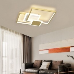 Modern Golden Flush Mount Geometric Light Fixture Ceiling Light 2 Layer