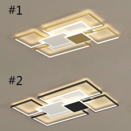 Modern Golden Flush Mount Geometric Light Fixture Ceiling Light 2 Layer