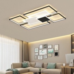 Modern Golden Flush Mount Geometric Light Fixture Ceiling Light 2 Layer