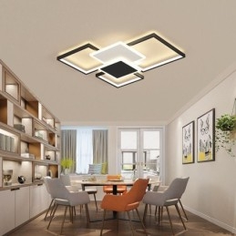 Modern Golden Flush Mount Geometric Light Fixture Ceiling Light 2 Layer