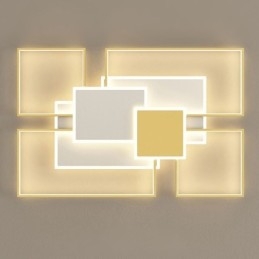 Modern Golden Flush Mount Geometric Light Fixture Ceiling Light 2 Layer