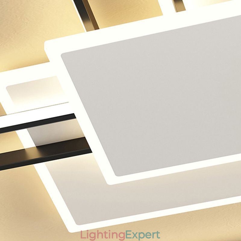 Modern Golden Flush Mount Geometric Light Fixture Ceiling Light 2 Layer