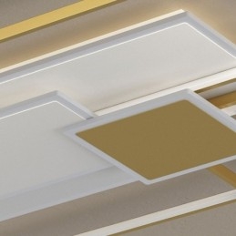 Modern Golden Flush Mount Geometric Light Fixture Ceiling Light 2 Layer