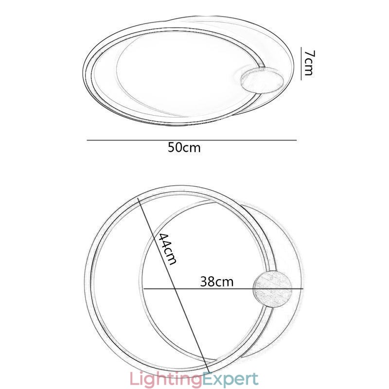 Modern Flush Mount Acrylic 2 Rings Ceiling Light Fixture