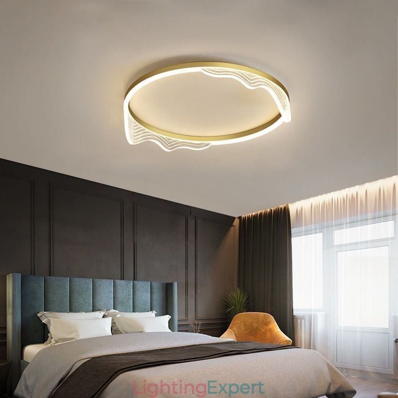 Flush Mount Circular Ceiling Light With Wavy Edge Decoration