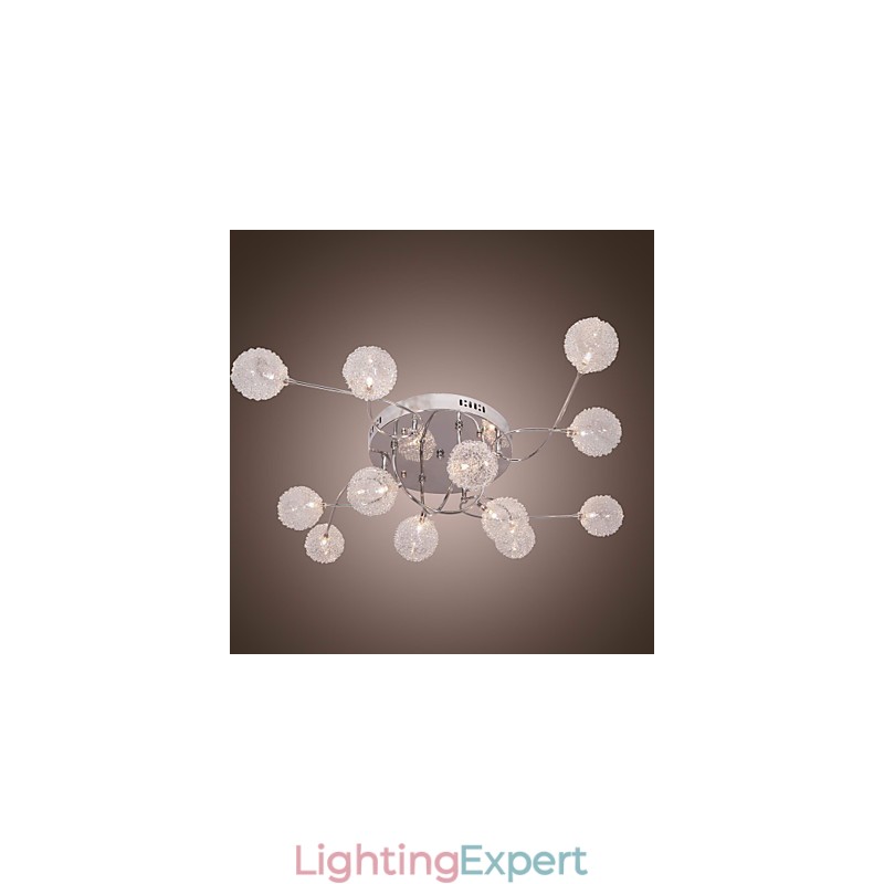 G4 12 light Iron Flush Mount Light with Aluminum Shades