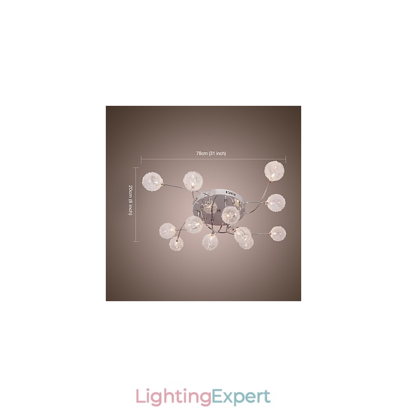 G4 12 light Iron Flush Mount Light with Aluminum Shades