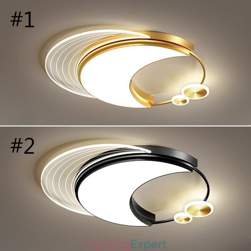 Dimmable Ceiling Light Modern Flush Mount Lighting Fixtures with Moon Shape 36W