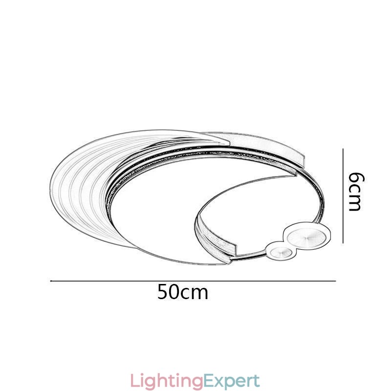 Dimmable Ceiling Light Modern Flush Mount Lighting Fixtures with Moon Shape 36W