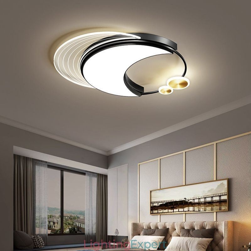 Dimmable Ceiling Light Modern Flush Mount Lighting Fixtures with Moon Shape 36W
