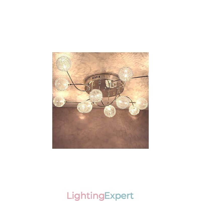 G4 12 light Iron Flush Mount Light with Aluminum Shades