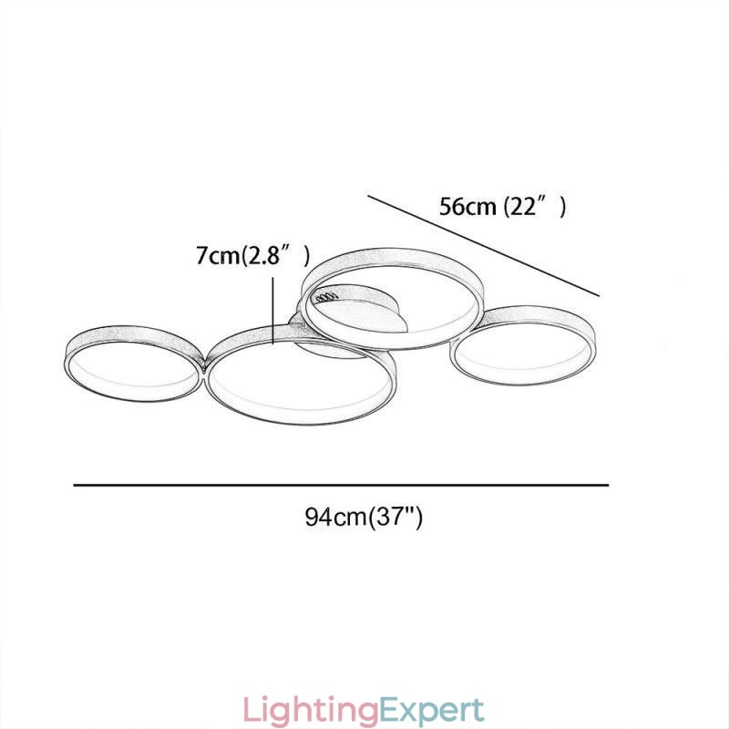 Ceiling Lamp 7200LM 4 Rings Lighting Fixture