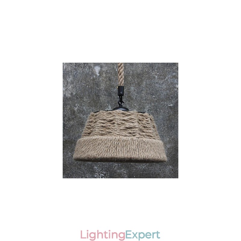 Retro handmake hemp rope countyard chandelier lamp in the industrial countryside style