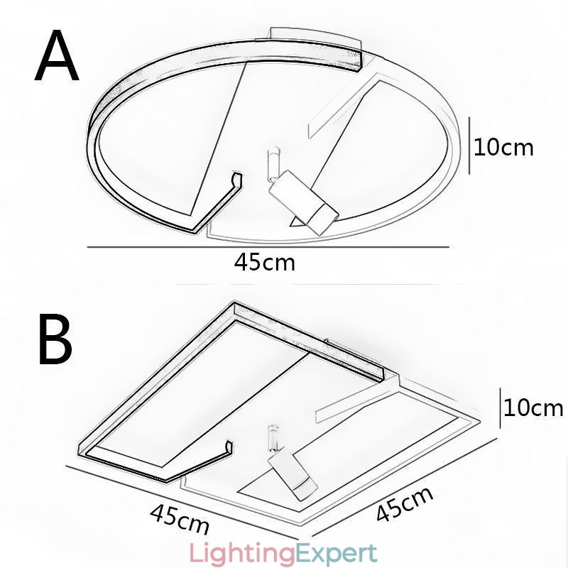 Ceiling Lamp Black & White Acrylic Lighting Spotlight