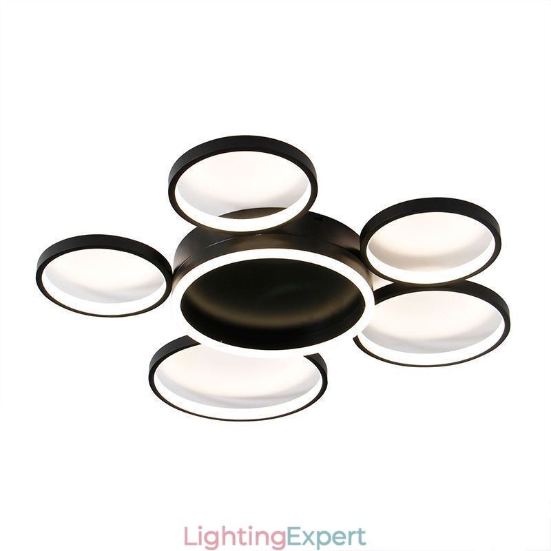 6 Ring Acrylic Flush Mount Modern Ceiling Light