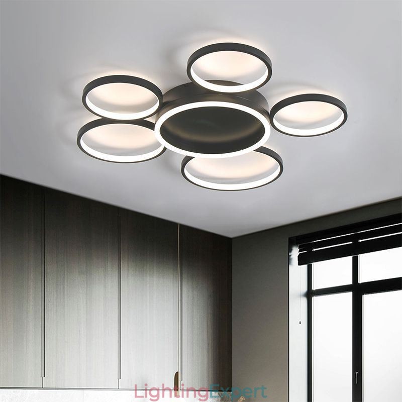 6 Ring Acrylic Flush Mount Modern Ceiling Light