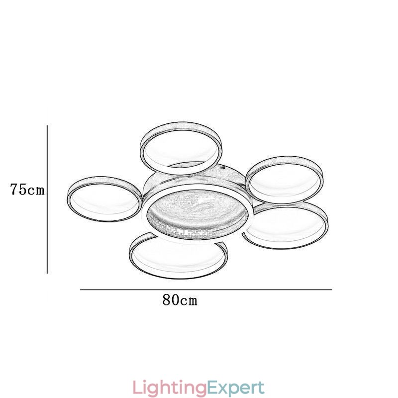 6 Ring Acrylic Flush Mount Modern Ceiling Light