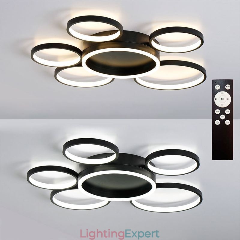 6 Ring Acrylic Flush Mount Modern Ceiling Light
