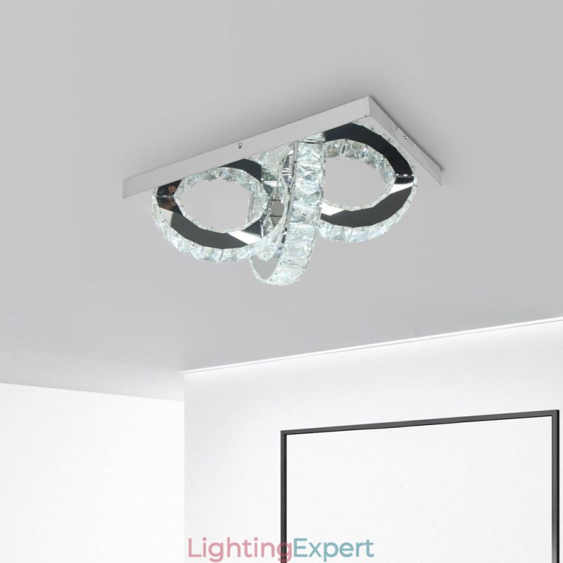 Semi Ring Flush Mount Crystal Ceiling Light