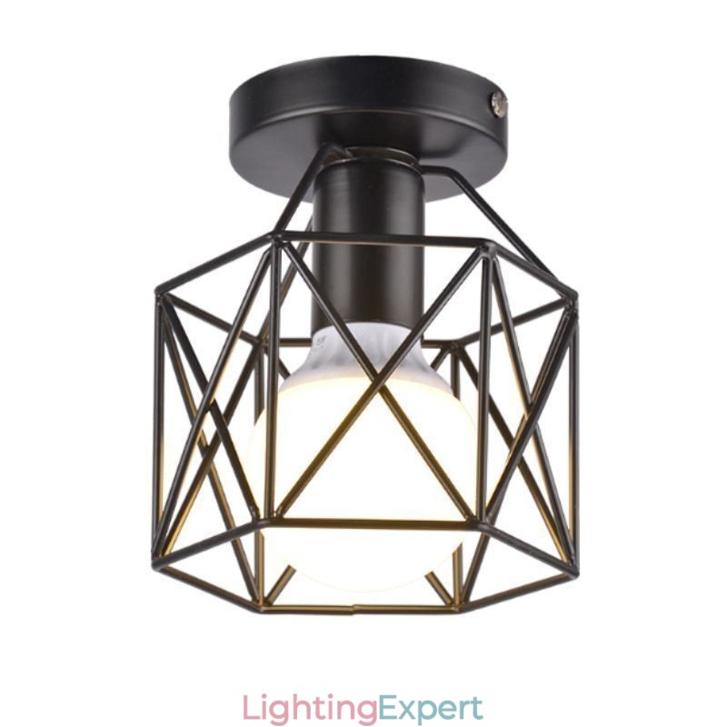 Metal Cage Flush Mount Ceiling Light