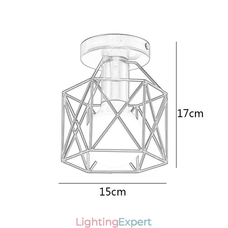 Metal Cage Flush Mount Ceiling Light