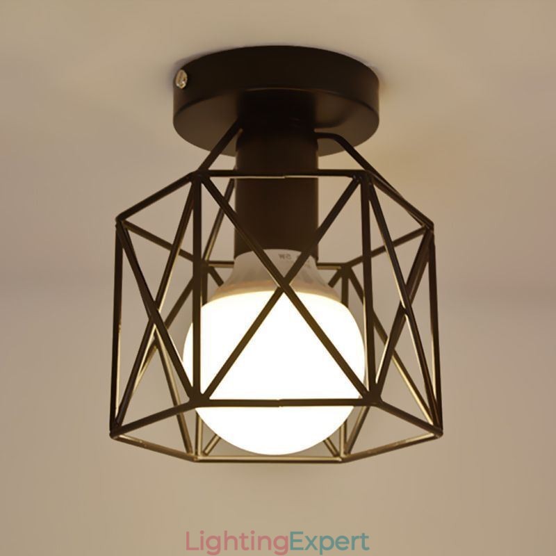 Metal Cage Flush Mount Ceiling Light