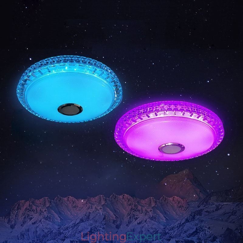 Flush Mount Ceiling Light Remote APP Control Bluetooth Music Speaker Light