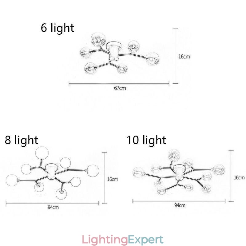 Glass Ball Flush Mount Magic Bean Ceiling Light