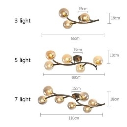 Modern Minimalist Branch Flush Mount Glass Globe Ceiling Light