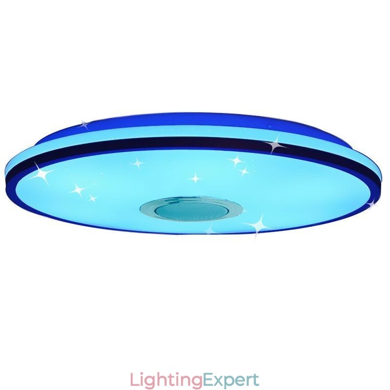 Flush Mount Colorful Ceiling Light with Bluetooth Music Speaker Timing Function
