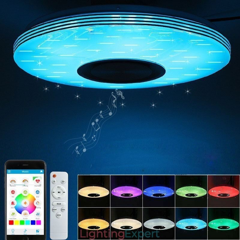 Flush Mount Ceiling Light Decorative Lamp Remote APP Control Bluetooth Music Speaker Lamp