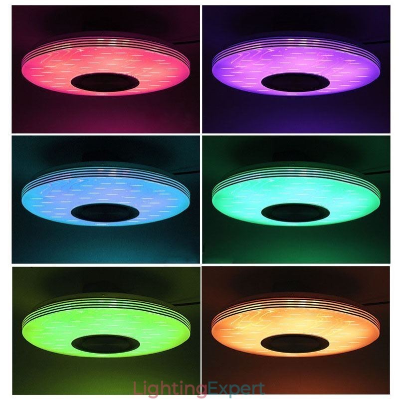 Flush Mount Ceiling Light Decorative Lamp Remote APP Control Bluetooth Music Speaker Lamp