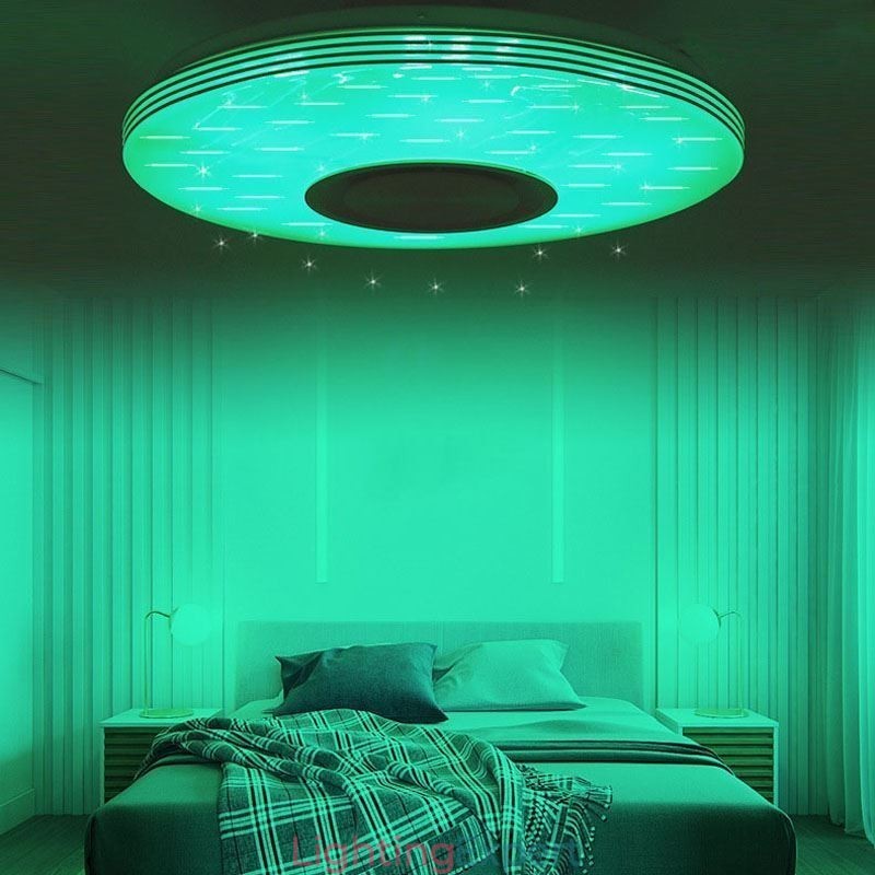 Flush Mount Ceiling Light Decorative Lamp Remote APP Control Bluetooth Music Speaker Lamp