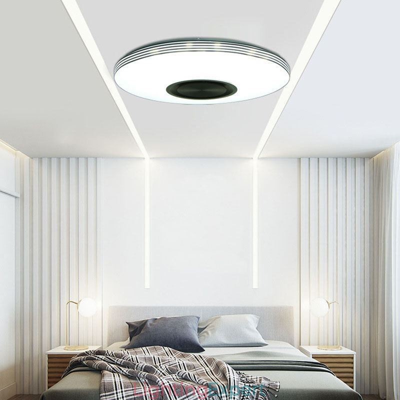 Flush Mount Ceiling Light Decorative Lamp Remote APP Control Bluetooth Music Speaker Lamp