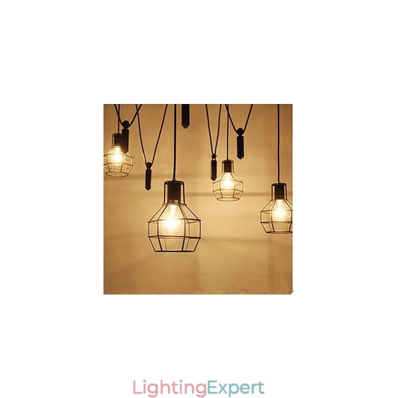 Dining Sitting Chandelier American Country Lamps And Lanterns Lift Tiny Cages Droplight
