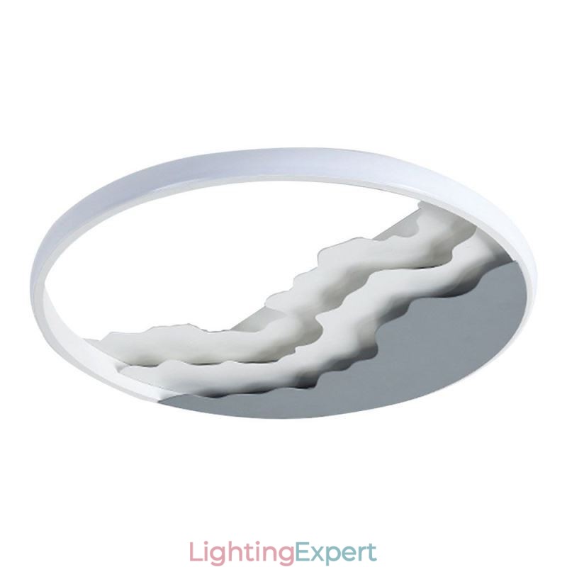 Round Flush Mount Unique Wave Shaped Acrylic Ceiling Light