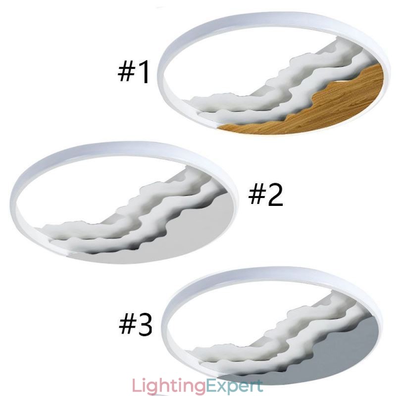 Round Flush Mount Unique Wave Shaped Acrylic Ceiling Light