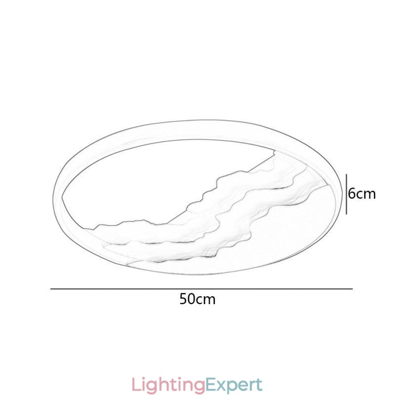Round Flush Mount Unique Wave Shaped Acrylic Ceiling Light