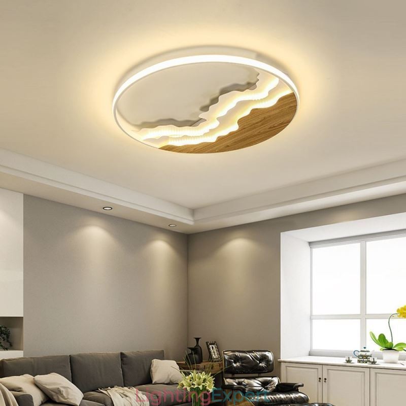 Round Flush Mount Unique Wave Shaped Acrylic Ceiling Light