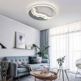 Round Flush Mount Unique Wave Shaped Acrylic Ceiling Light