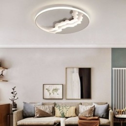 Round Flush Mount Unique Wave Shaped Acrylic Ceiling Light