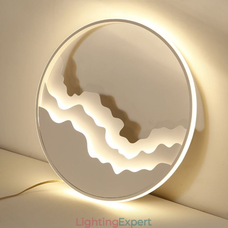 Round Flush Mount Unique Wave Shaped Acrylic Ceiling Light