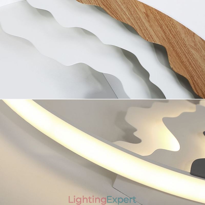 Round Flush Mount Unique Wave Shaped Acrylic Ceiling Light