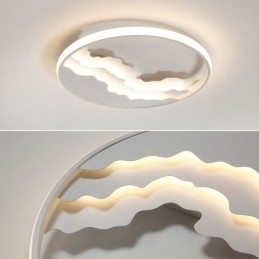 Round Flush Mount Unique Wave Shaped Acrylic Ceiling Light