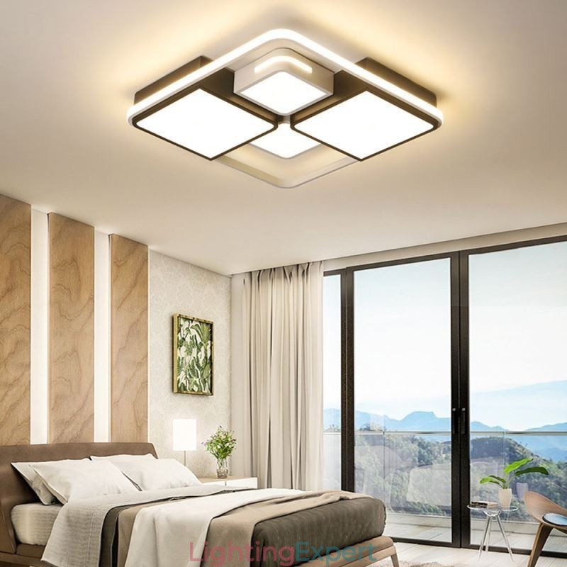 Modern Flush Mount Ceiling Light Acrylic Square Black and White Light Fixture
